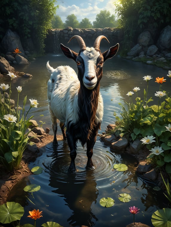 Seeing the bird's baby drowning, the goat jumped into the pond to save him, but the goat did not know how to swim. Because of this, she also started drowning in the pond.