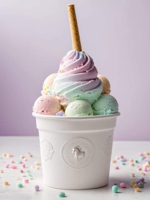 a unicorn-themed ice cream container