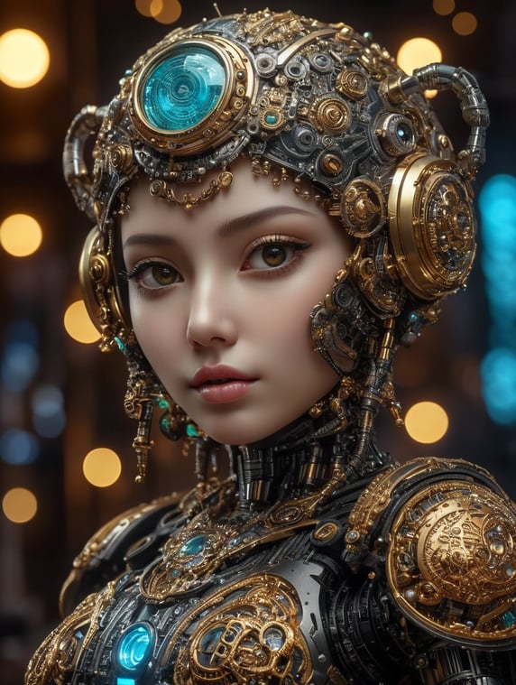 ultra intricate and insanely detailed greebles(microfine details) Adorable robot figurine designed by Kidrobot and Naoto Hattori, luminous circuit board pattern accents, futuristic cyberpunk city environment inspired by Chris Cunningham and Elsa Bleda and Brandon Woelfel and Liam Wong, ultra-sharp intricate details, dynamic composition, unusual angle, glowing neon lighting, bokeh, 500 mp uhd, cinematic, cute --q 5