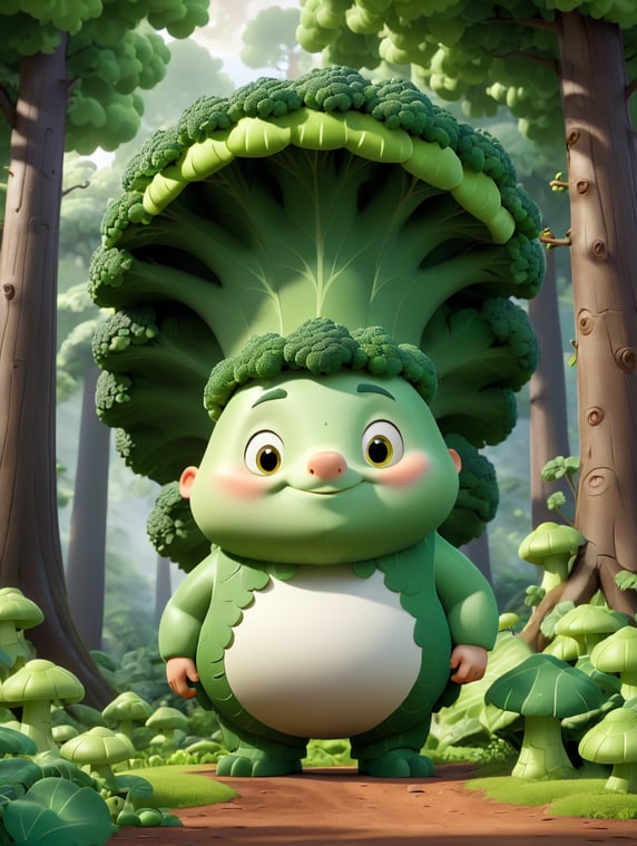 green forest, trees with fat and thick leaves, looking like brocoli
