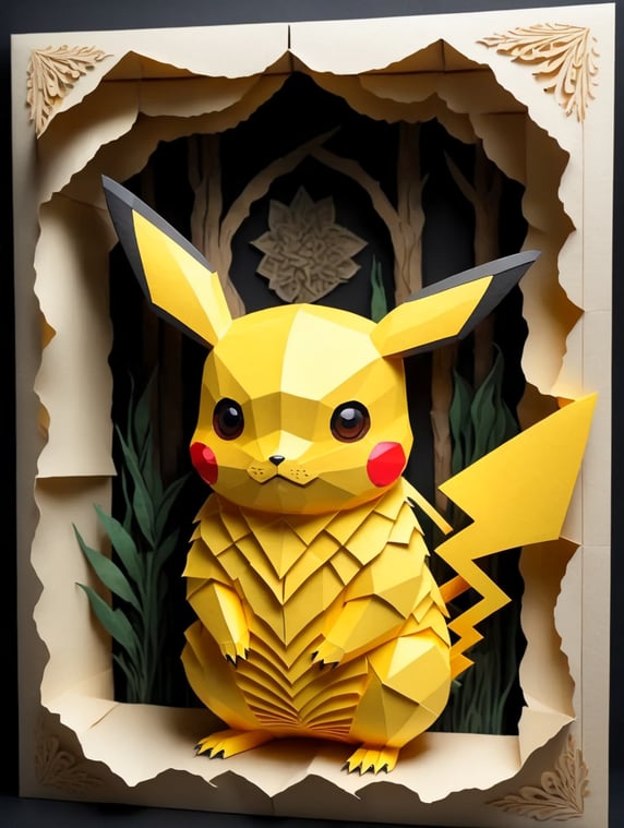 papercut pikachu, realistic