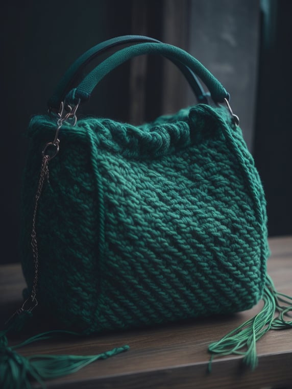 Green knitted bag