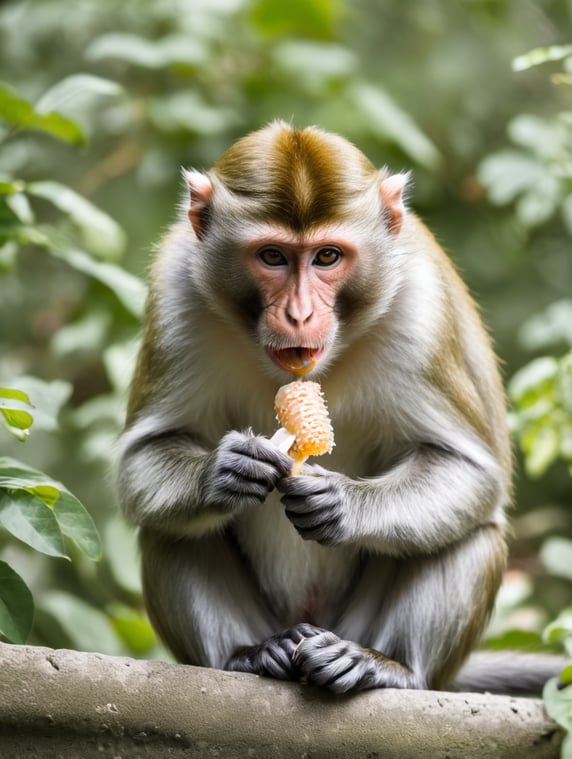 monkey eating bacteria