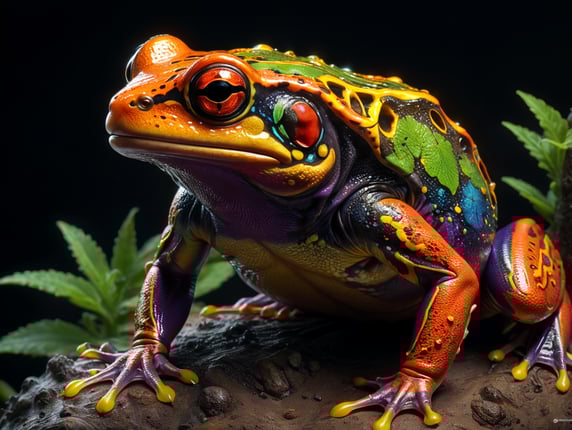 A intergalactic full body colourfoul frog