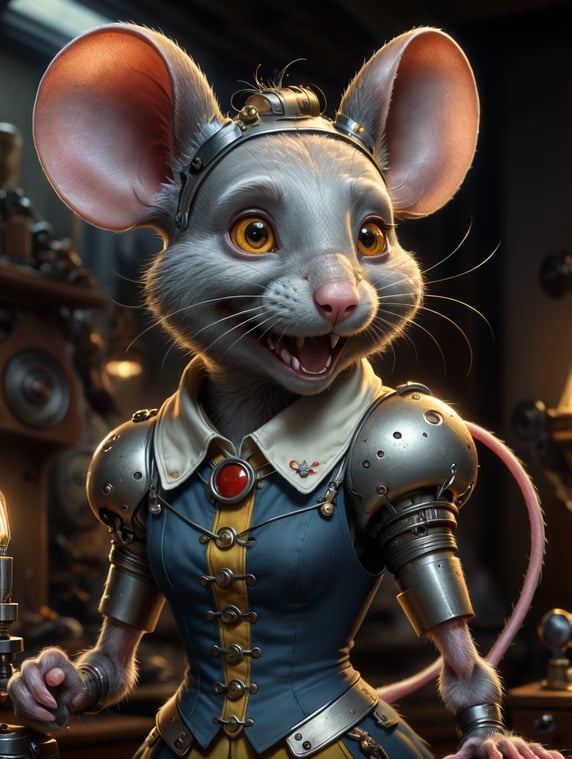 Seamstress anthropomorphic mouse Cartoon