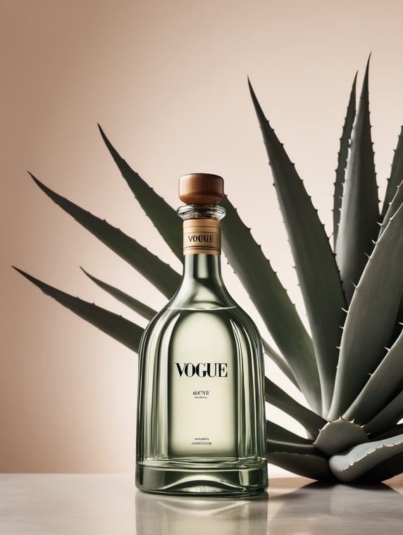 Tequila bottle with agave on the cover of Vogue