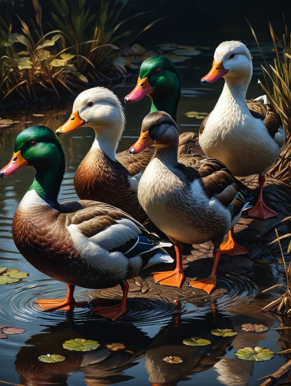 Traditional hand drawn ducks, conceptual unique elegant