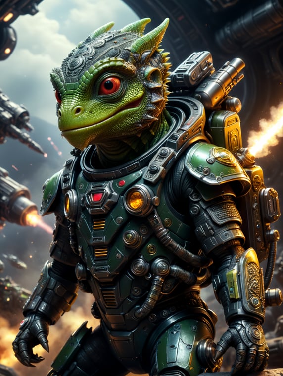 baby space lizards with guns and jet packs