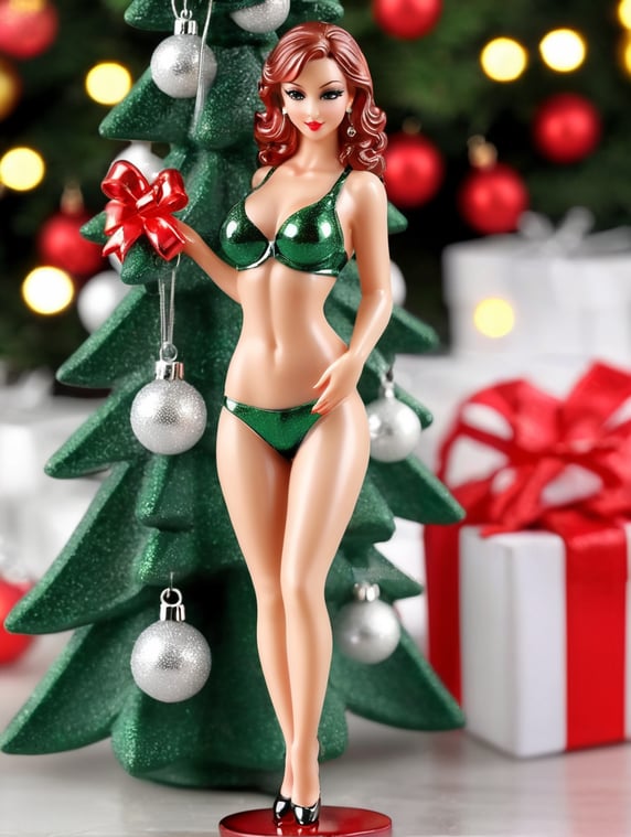 stripper small glass glass figure holding gift box, christmas toy for the christmas tree