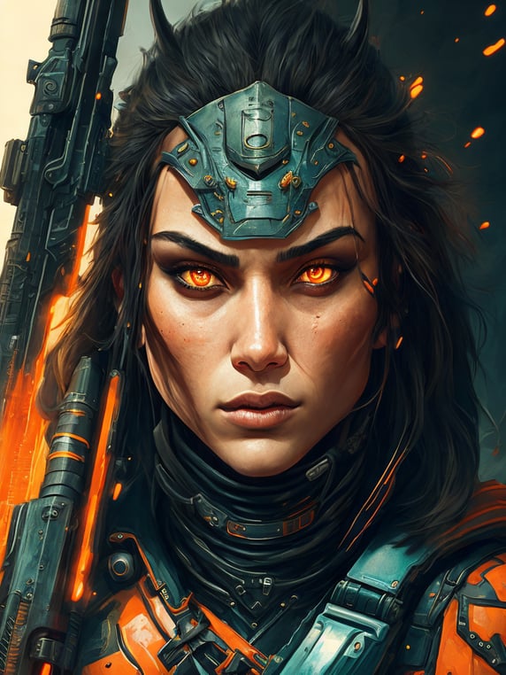 portrait of a military cyberpunk warrior in the middle of nowhere, dark, deep, scary, hyper realism