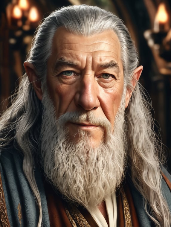 Gandalf from Lord of the Rings, diffuse lighting, fantasy, intricate elegant highly detailed lifelike photorealistic digital painting, artstation, beautiful detail, lush aesthetic, rich deep colors, ambient color, cinematic, surreal, inspiring, epic, grand, scenic, determined, amazing, awesome, creative, winning, best, novel, romantic, dramatic, clear