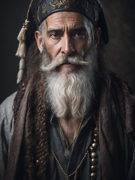 old pirate with octopus beard, dark scene, dark atmosphere, epic shot, sharp on details