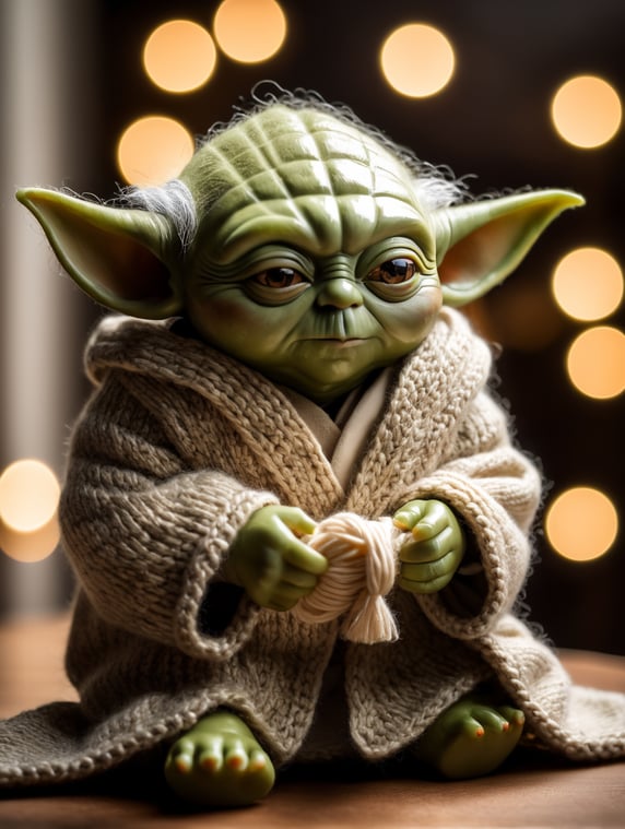 Master Yoda as a knitted toy