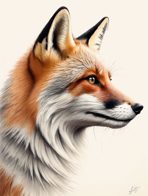 side face of fox simple and easy pencil art