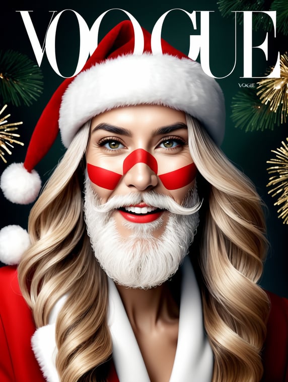 Happy New Year 2024, Holiday mood, Santa on the cover of Vogue