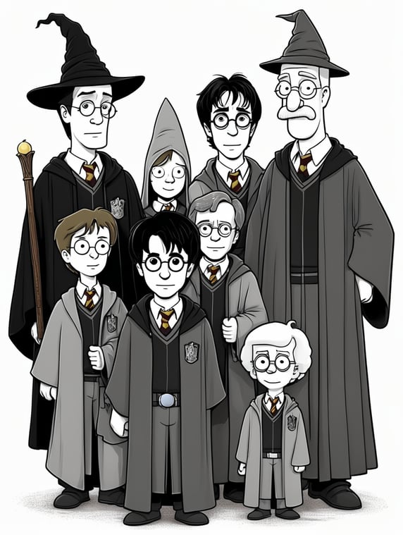 Harry Potter drawn by Matt Groening in Simpson style