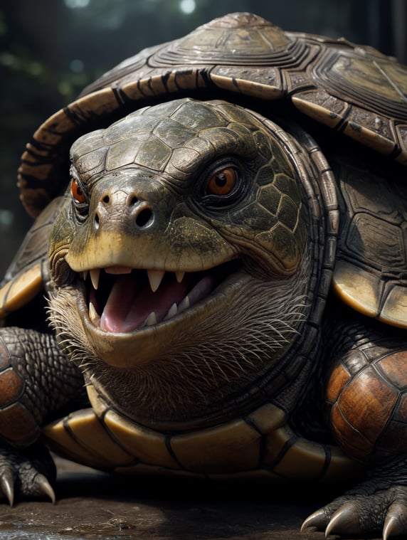 turtle with a racoon head