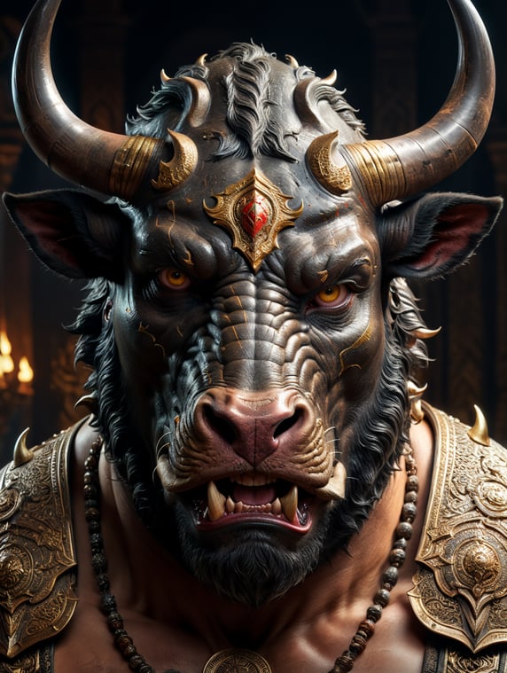 A man with a bull head