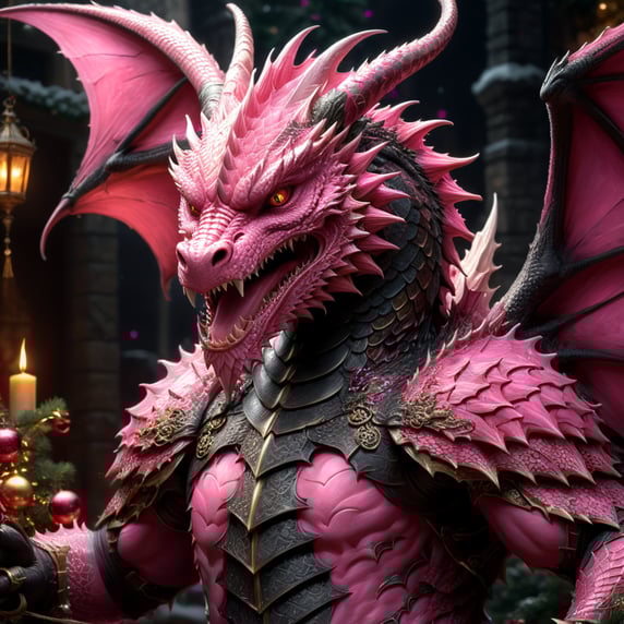 Pink Christmas Dragon