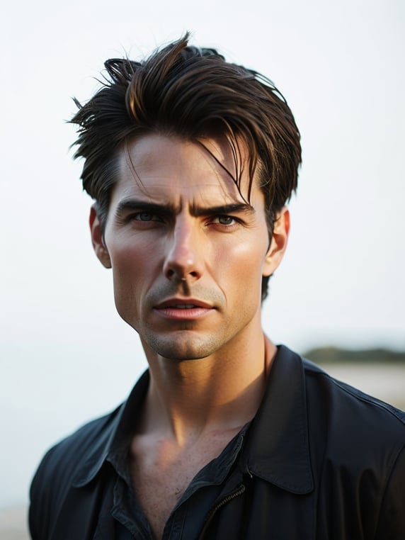 Portrait of an tom cruise man, high definition, photography, cinematic, detailed character portrait, detailed and intricate environment