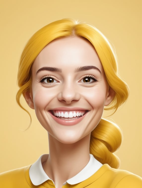 smiling french cartoon style yellow