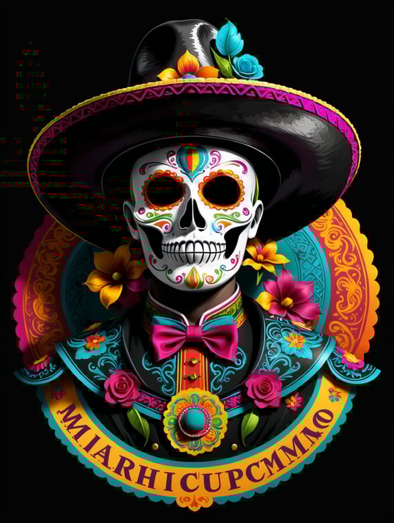 Create an elegant and colorful logo for a mariachi company for events called "Mariachi Supremo", always using the mariachi hat as a reference. Be very creative and colorful; crea un logo elegante y colorido de una empresa de mariachis para eventos que se llama "Mariachi Supremo", usando como referencia siempre el sombrero mariachi Se muy creativo y colorido