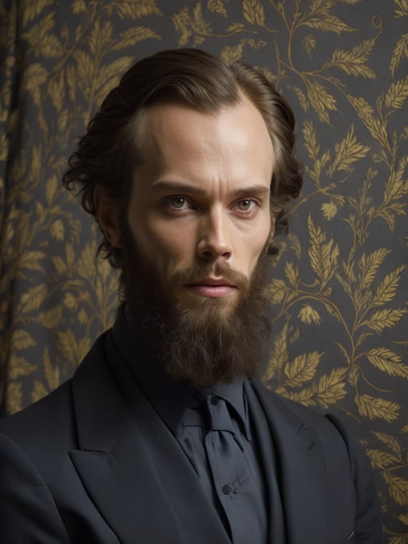 Portrait of Fyodor Dostoevsky, style of Catherine Nolin, Painting, Acrylic, Oil, Portrait, Interior, USA