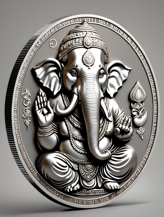 Ganesh ji realistic silver coin