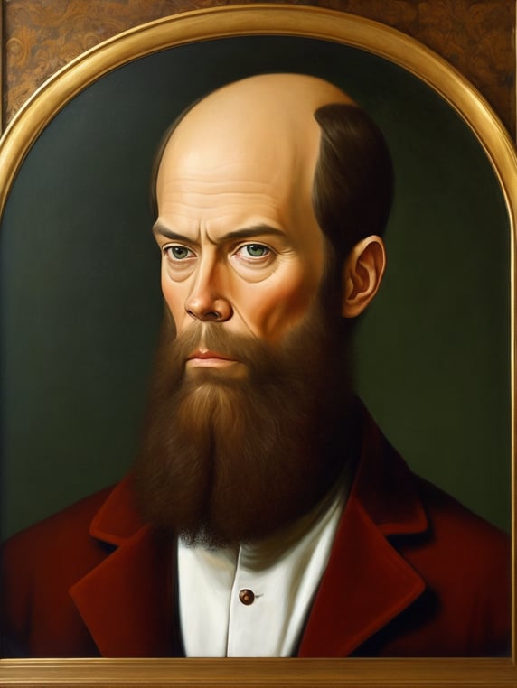 Portrait of Fyodor Dostoevsky, style of Catherine Nolin, Painting, Acrylic, Oil, Portrait, Interior, USA