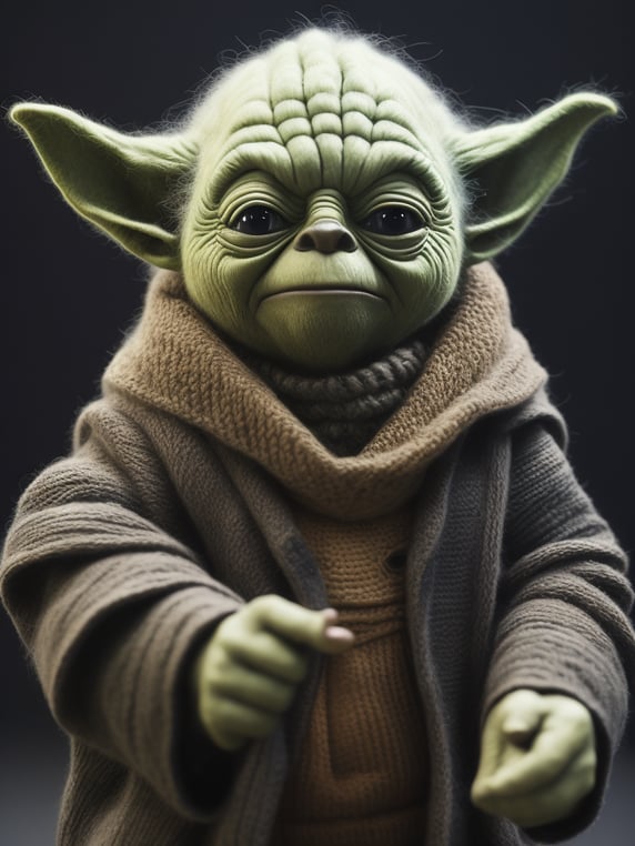 Master Yoda as a knitted toy