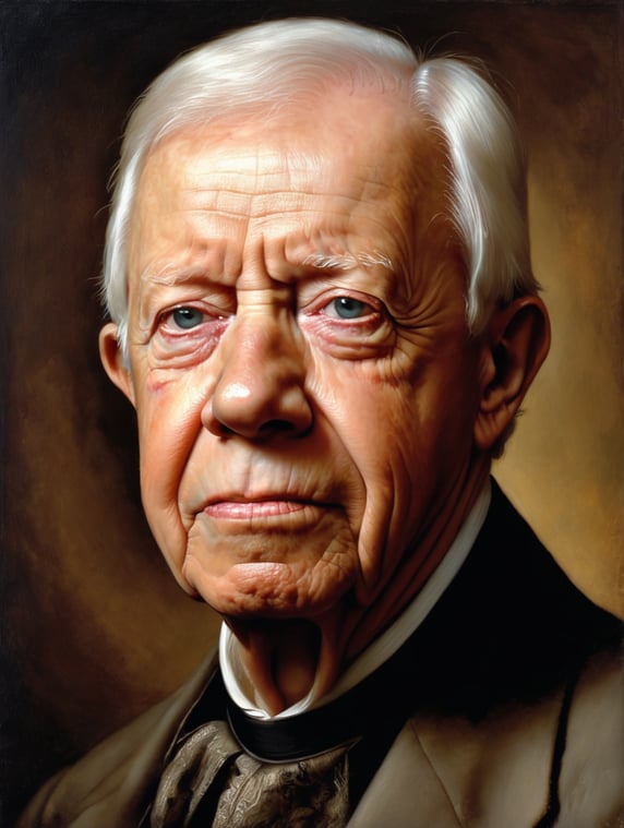 Portrait of Jimmy Carter by Rembrandt Harmenszoon van Rijn, sad face, America, so sorry; Portrait of Jimmy Carter by Rembrandt Harmenszoon van Rijn, sad face, America, so sorry