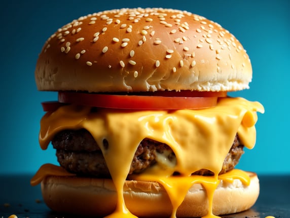 cheese in the form of a burger, real cheese, cheese, yellow cheese in the form of a burger