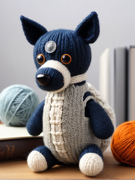 Hell Hound Geeky Handcrafted Delight knitted toy marvel crafty creations geeky knitting yarn art sci fi toys handmade gifts force strong cute stuffed animal