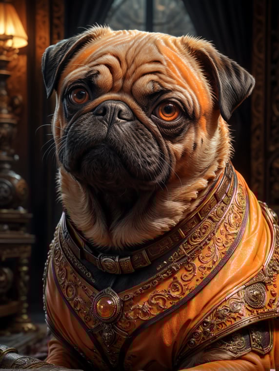 Pug in apricot color; Pug na cor abricó
