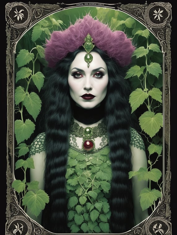 folk horror queen monster hirsute kudzu tarot card