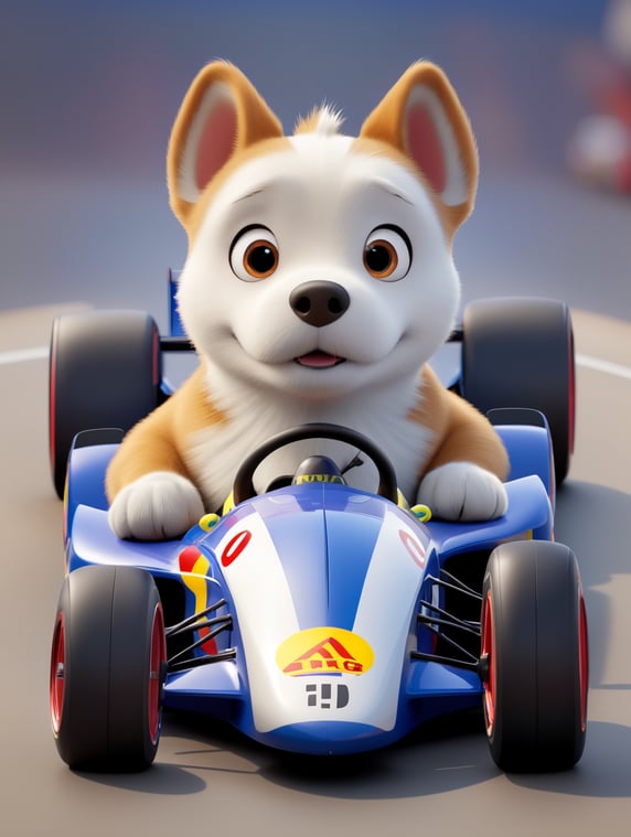 Dog like a formula driver F1