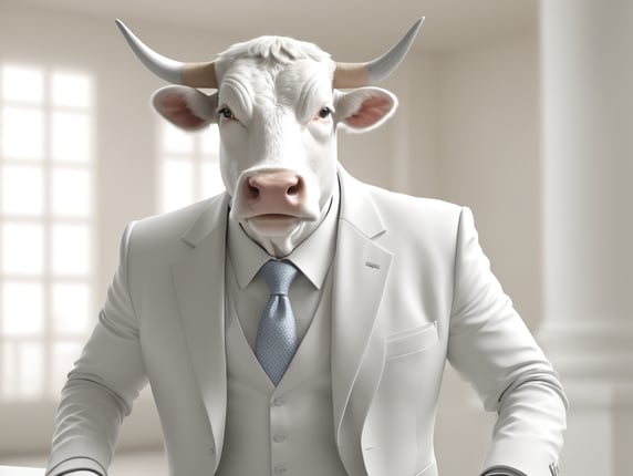a humanoid cow dressed as a politician, in realistic style, high definition, photography, cinematic, detailed character portrait, detailed and complex environment, large angle