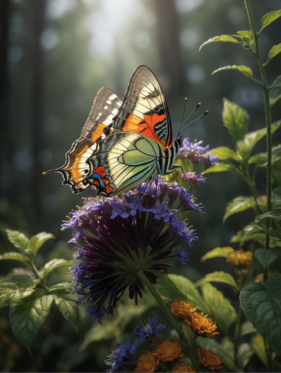 A very beautiful butterfly, rare of rarest, assembling all shades of colors, such a beauty to admire, photo suitable for printing on a canvas which include details Type of Image: Photograph Art Styles: Realistic, Wildlife Photography Art Inspirations: Conservation efforts, butterfly habitat Camera: Full-frame DSLR,Highest quality dslr Render Related Information: High-resolution (8K), highly detailed, natural lighting Photo ratio: Length*Breadth= 1.5:3.5 Camera Lens: Telephoto View: Front, side or back