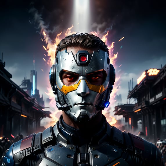 Double djs using Soldier 76 masks, cyberpunk style, futuristic style, ultrarealistic, 3d render, corona render, Clothes identical to those in the reference image