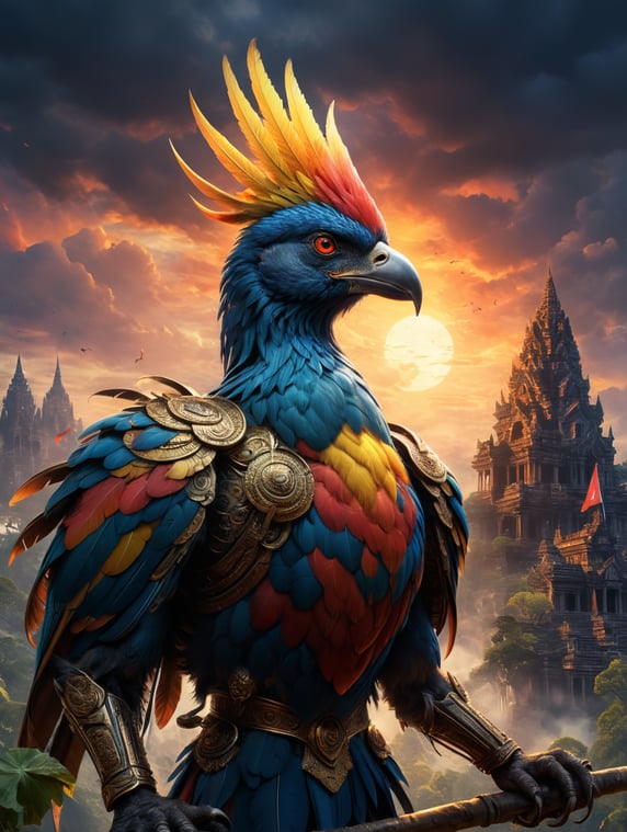 Cambodia Flag Warrior Bird Angkor Wat Temple