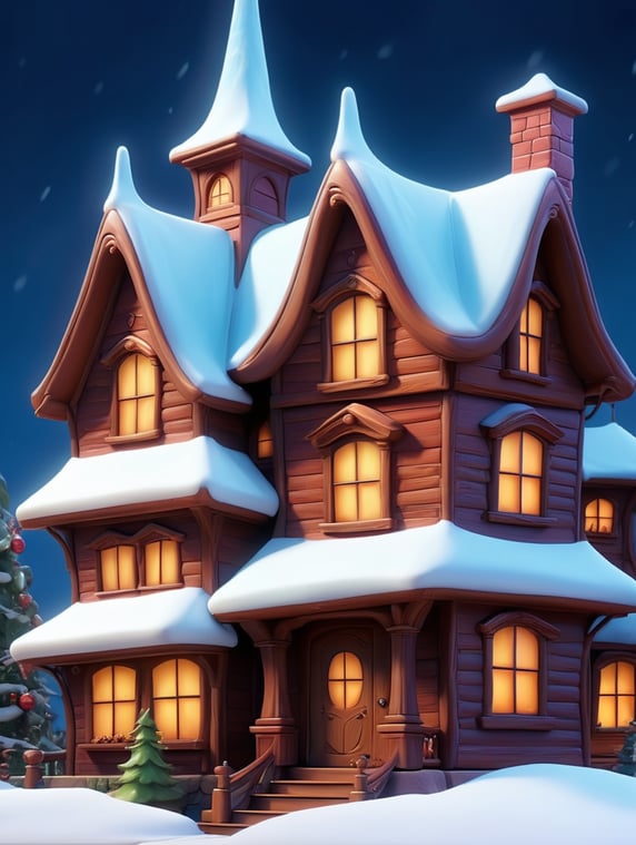 Beautiful brown big shiny funny santa clause house