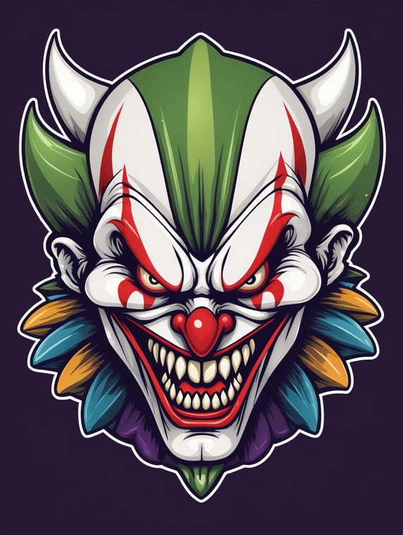 Joker head as clown mascot esports logo, angry, Sharp teeth alien style, detailed gaming logo, vector image