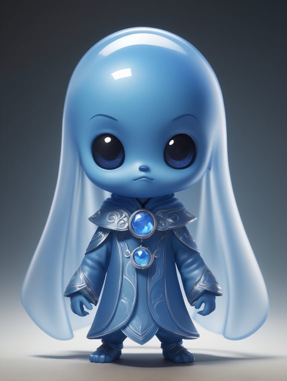 a single bluespirit, ghosts, essences, full view, chibi style, disney style, cartoon style, pixar style,