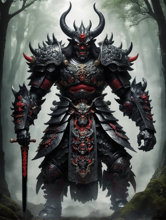 Japan: The Oni Overlord - A fearsome figure of mythic proportions, emerging from the shadowy depths of enchanted forests and ancient temples. Clad in ornate samurai armor with demonic features, the Oni Overlord commands an army of yokai and spectral warriors. Its twin katanas crackle with dark energy, slicing through foes with supernatural precision. The Oni Overlord’s mastery of both ancient magic and martial prowess makes it an unstoppable force of nature.
