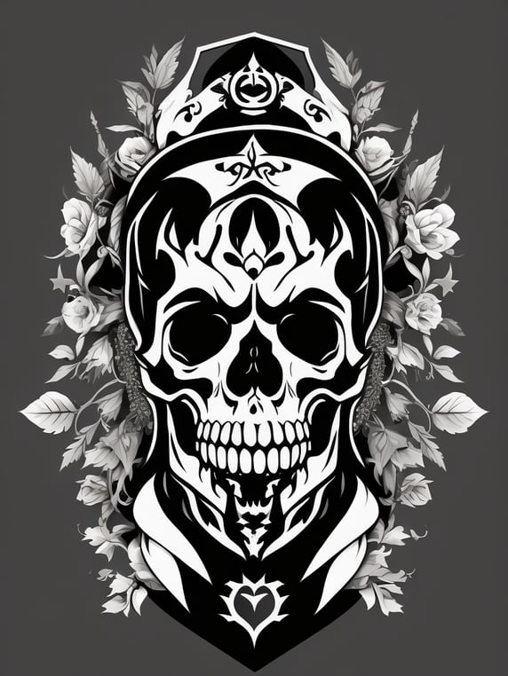 A vector art of a king skeleton tattoo