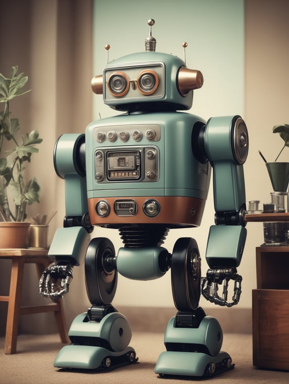 create image retro furturistic, premium, robot