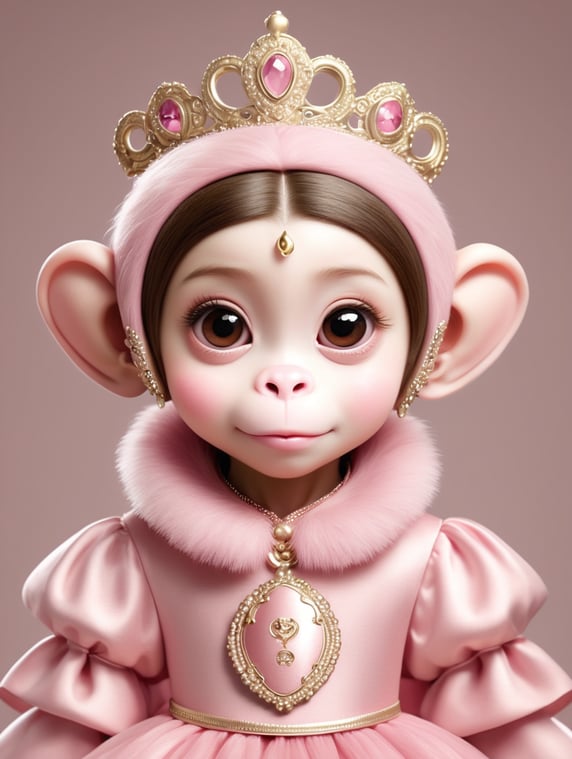Princess monkey adorable cute pink