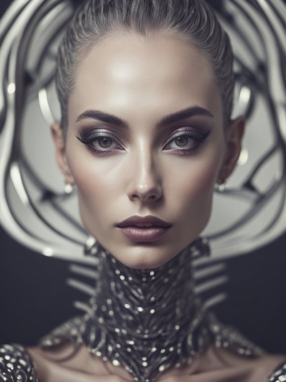 beautiful alien woman by Hajime Sorayama, Hedi Xandt