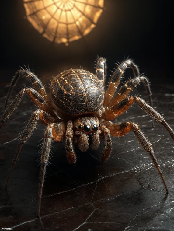A spider who’s body material is entirely made of Pure bright light.