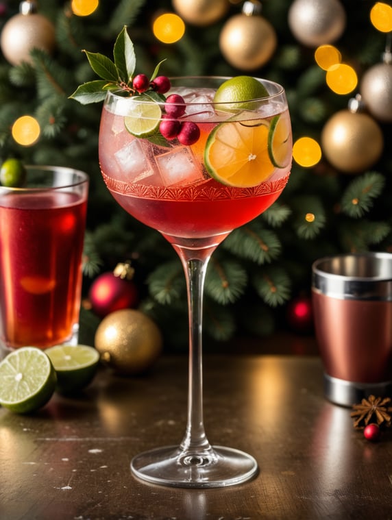 Festive Christmas Cocktail Premium Christmas gin cocktail, Christmas colours